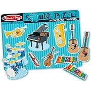 Melissa & Doug Musical Instruments Sound Puzzle - Wooden Peg Puzzle (8 pcs) - Wooden Peg Chunky Baby Puzzle, Music Learning Toys, Musical Sound Puzzles For Toddlers And Preschoolers Ages 2+Melissa & Doug Musical Instruments Sound Puzzle -…