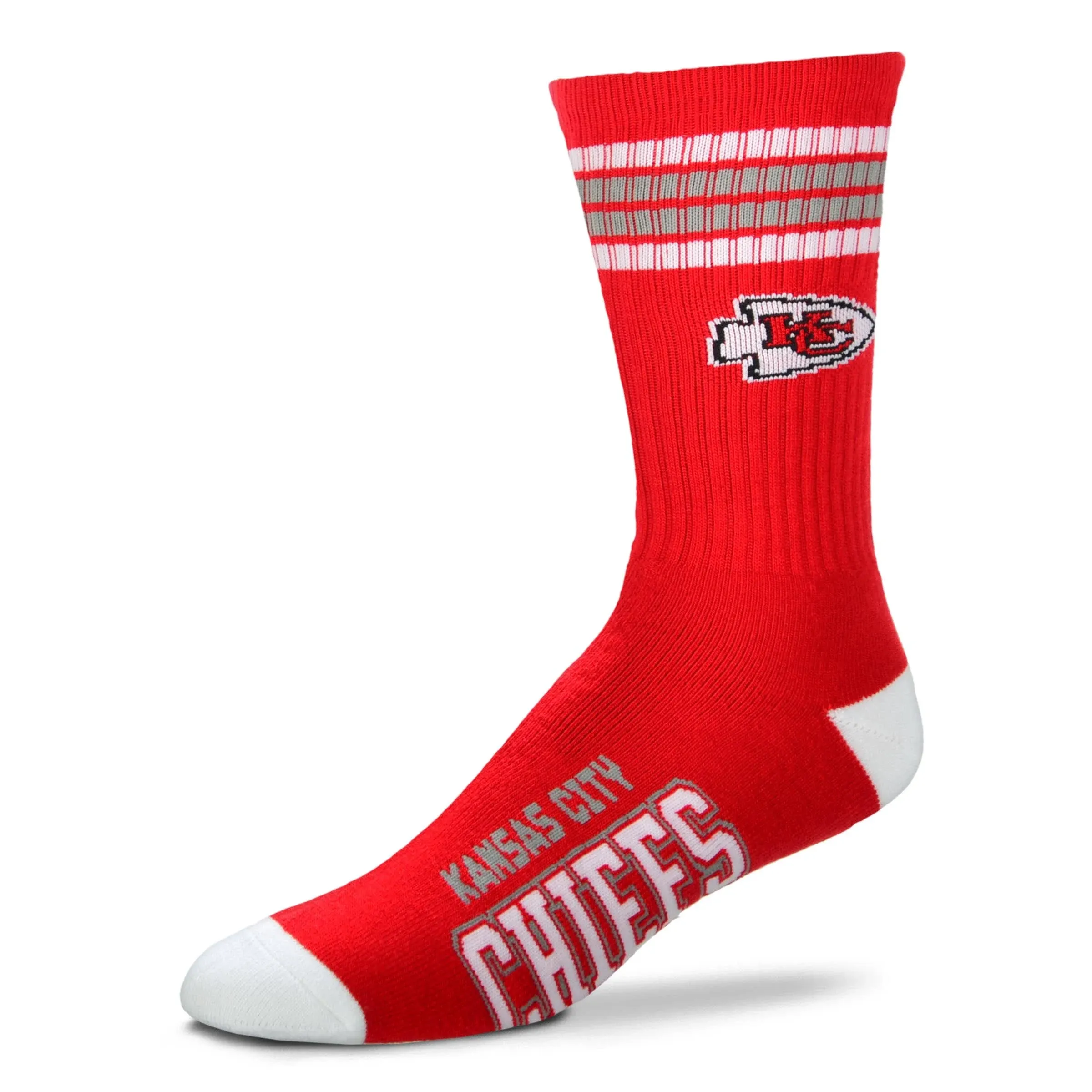 Kansas City Chiefs Duece Four Stripe Mens Crew Socks