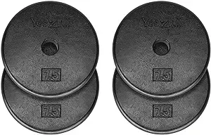 Yes4All Standard 1-inch Cast Iron Weight Plates 5, 7.5, 10, 15, 20, 25 lbs (Single & Set 4pcs)