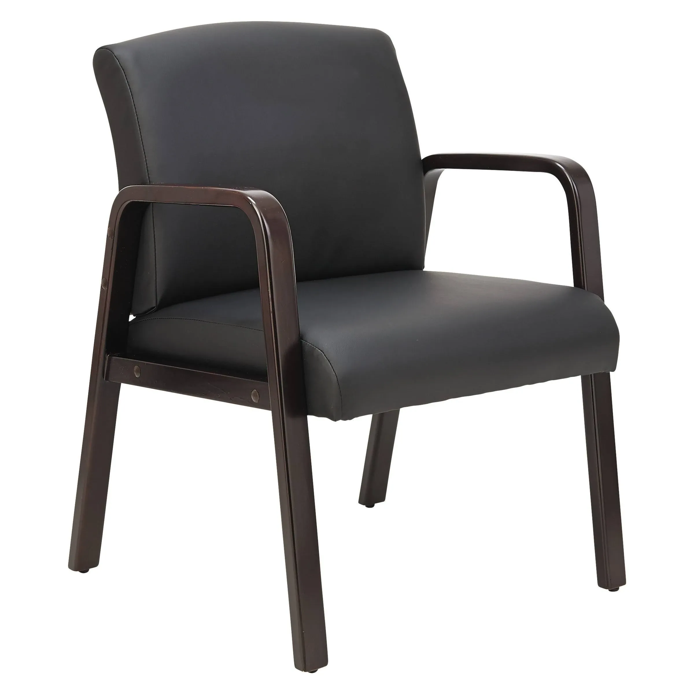 Alera Reception Lounge Series Leather Guest Chair, Mahogany/Black