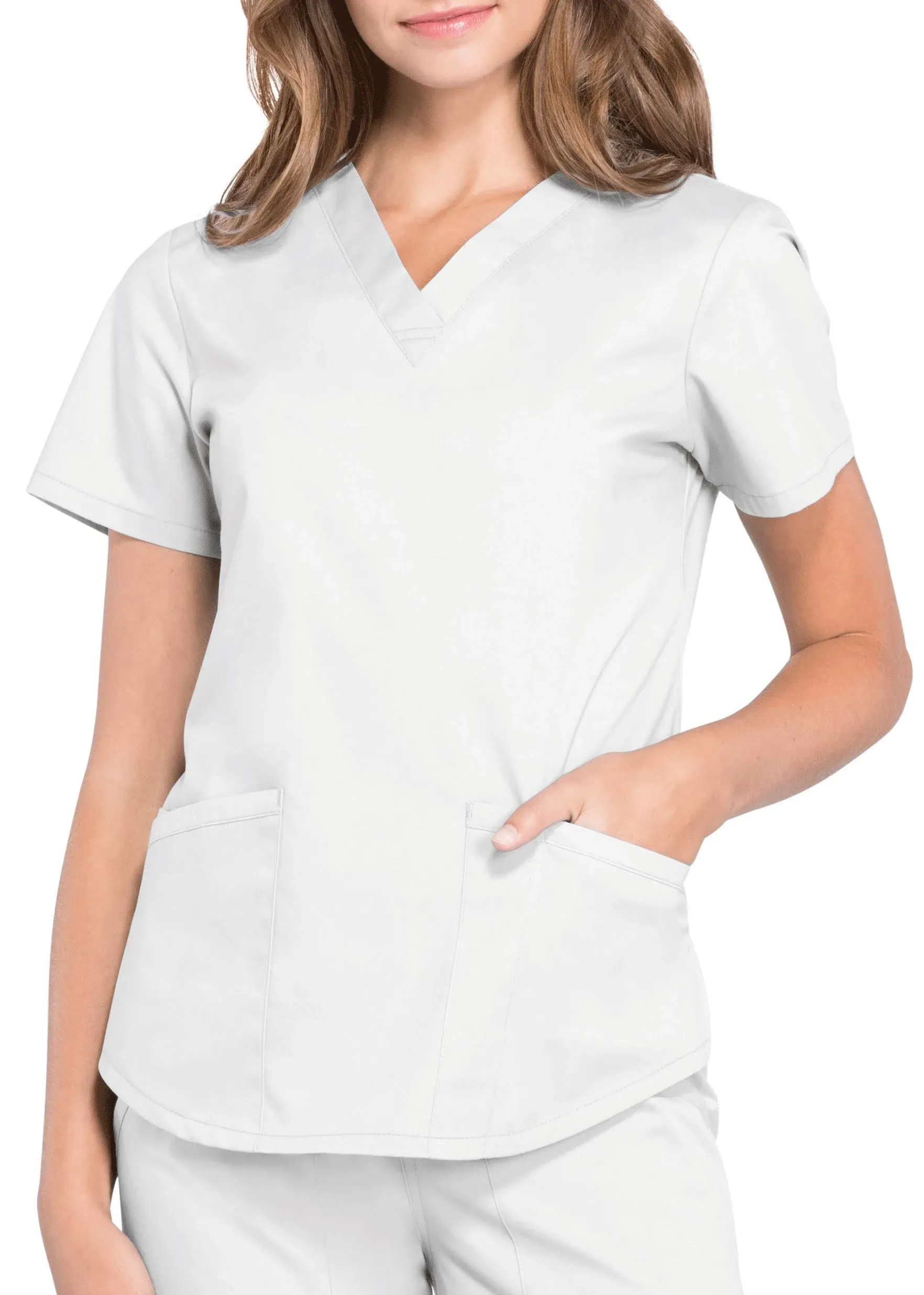 Scrubs Cherokee Workwear Professionals V Neck Top WW665 WHT White Free Ship