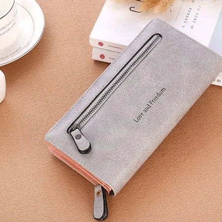 Women's Veballensty Wallet for Rfid Blocking PU Leather Leaf Pendant Card Holder Phone Checkbook Organizer Zipper Coin Purse