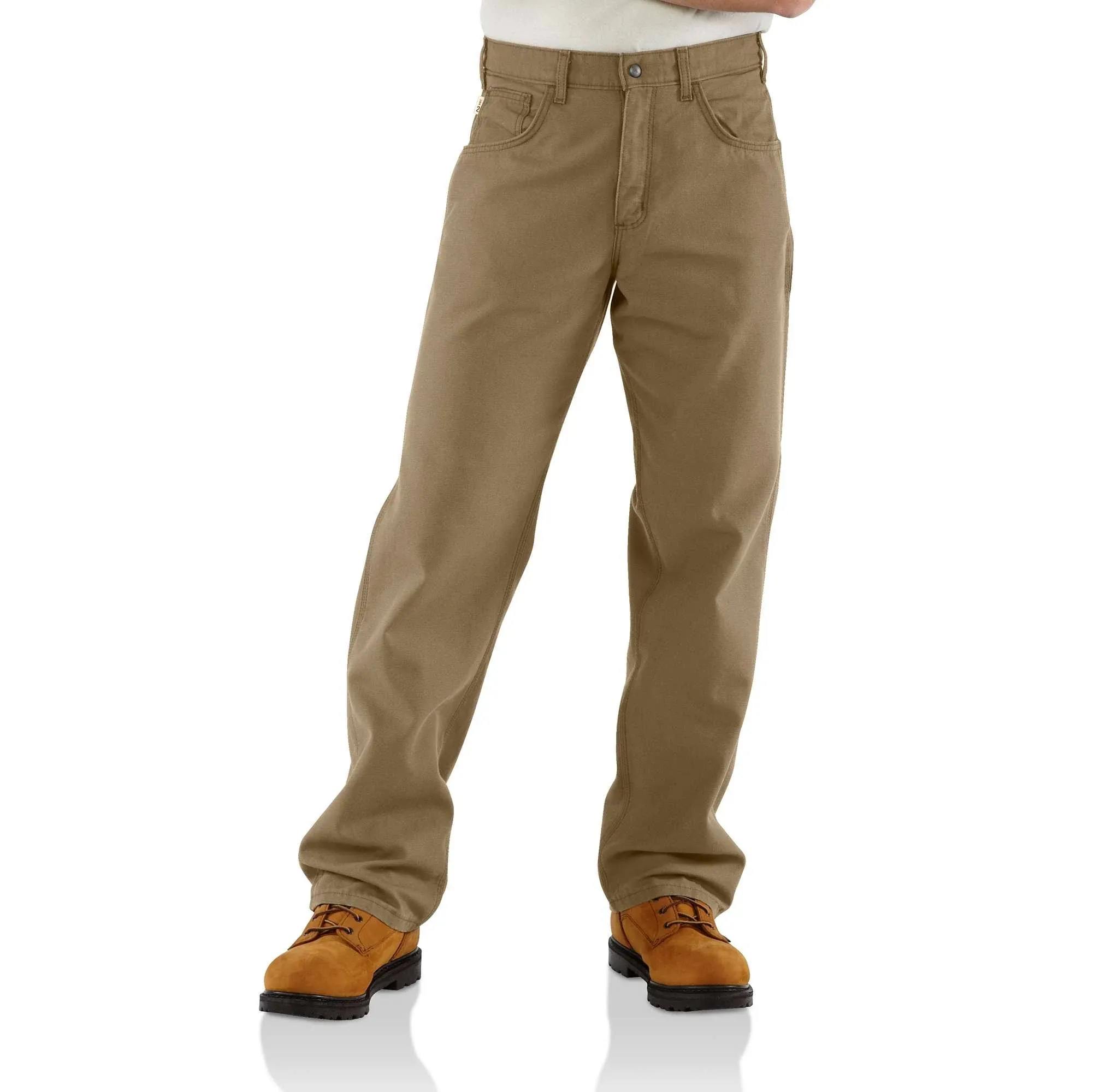 "Carhartt Jeans: Men's Khaki Flame-Resistant Canvas Jeans FRB159 GKH"