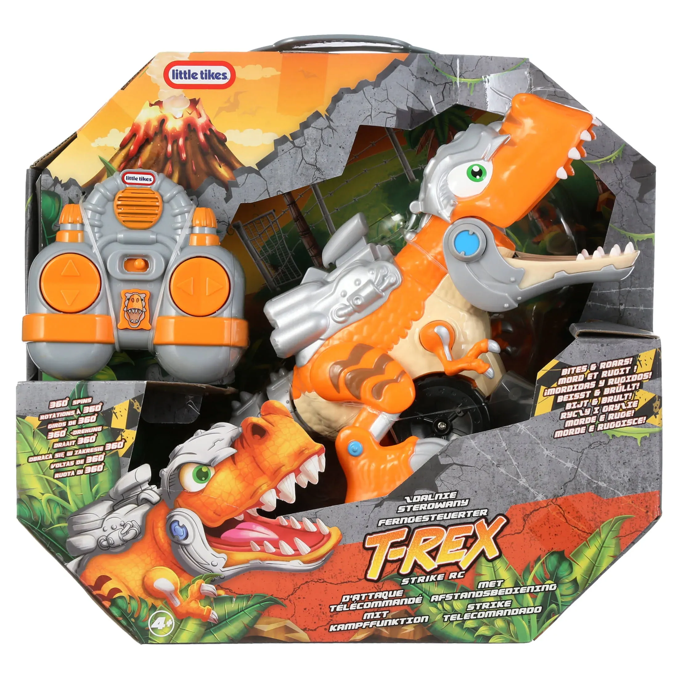 Little Tikes T-Rex Strike RC Remote Control Chompin' Dinosaur Toy Vehicle Car with Full 360 Degree Spins That Roars, Plays Music and SFX- Gifts for Kids, Toys for Boys & Girls Ages 4 5 6+ Years Old