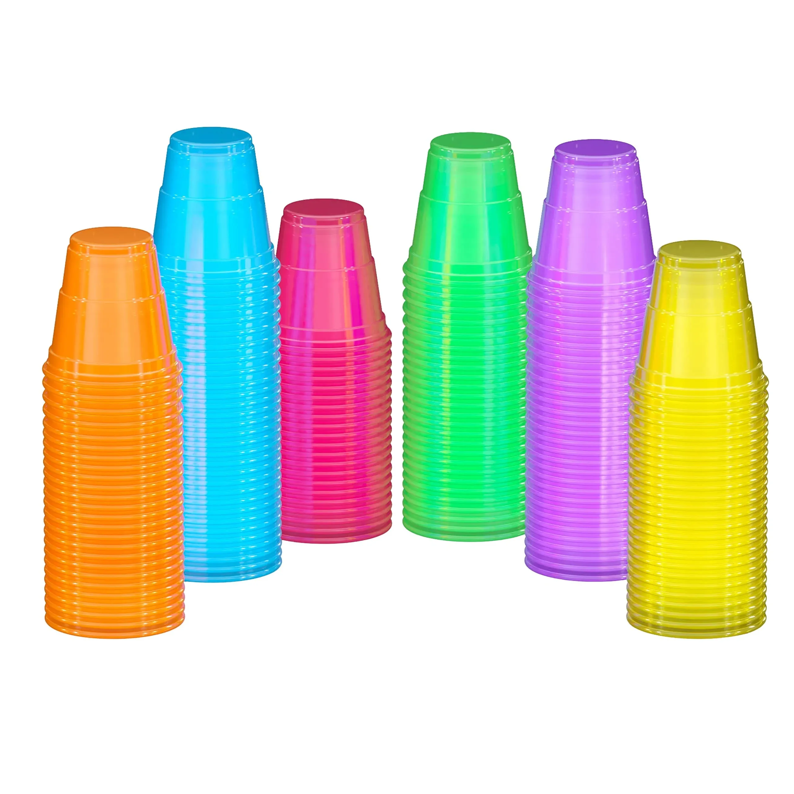 Exquisite Blacklight Party Glow Cups - 120 Pack 2 oz - Assorted Colors - Disposable Cups for Party - Blacklight Reactive Glow in