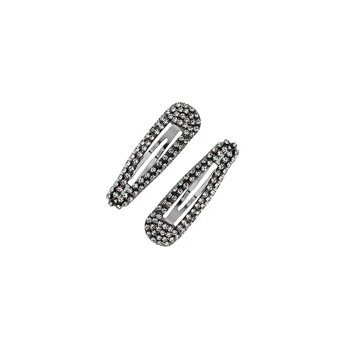 Kitsch Mini Rhinestone Snap Clips - Hematite