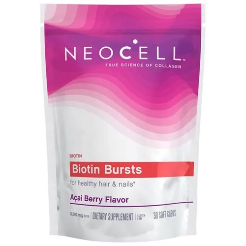 Neocell Laboratories Biotin Bursts, 10000 mcg, Brazilian Acai Berry, Soft Chews - 30 count