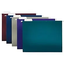 Office Depot 2-Tone Hanging File Folders, 1/5 Cut, 8 1/2in. x 11in, Letter size, Assorted Colors, Box of 25, Od81667