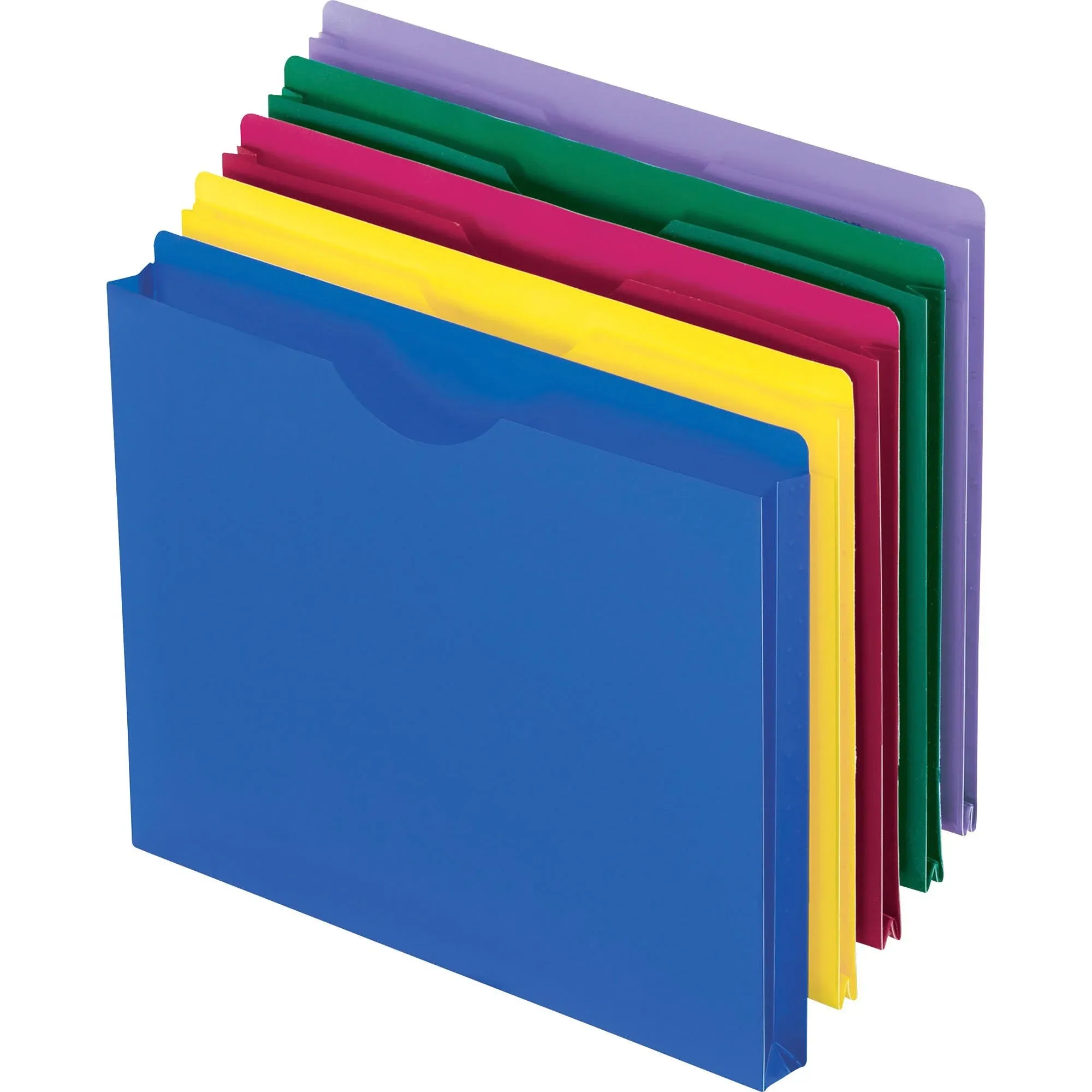 Oxford Translucent Poly File Jackets - Letter Size - 1" Expansion - Assorted Colors - 10/Pack