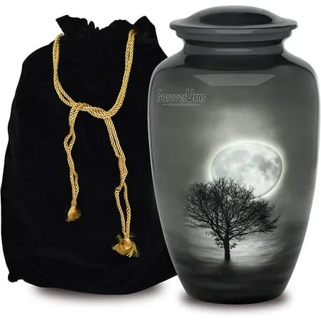 Adult Cremation URNS for Ashes Grey Tree Cremation Urn for Human Velvet bag