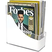 Sorbus® Magazine File Holder Storage Organizer, Great for Desktop, Shelf, Home or Office, White Clear Lucite (Magazine/File Holder)