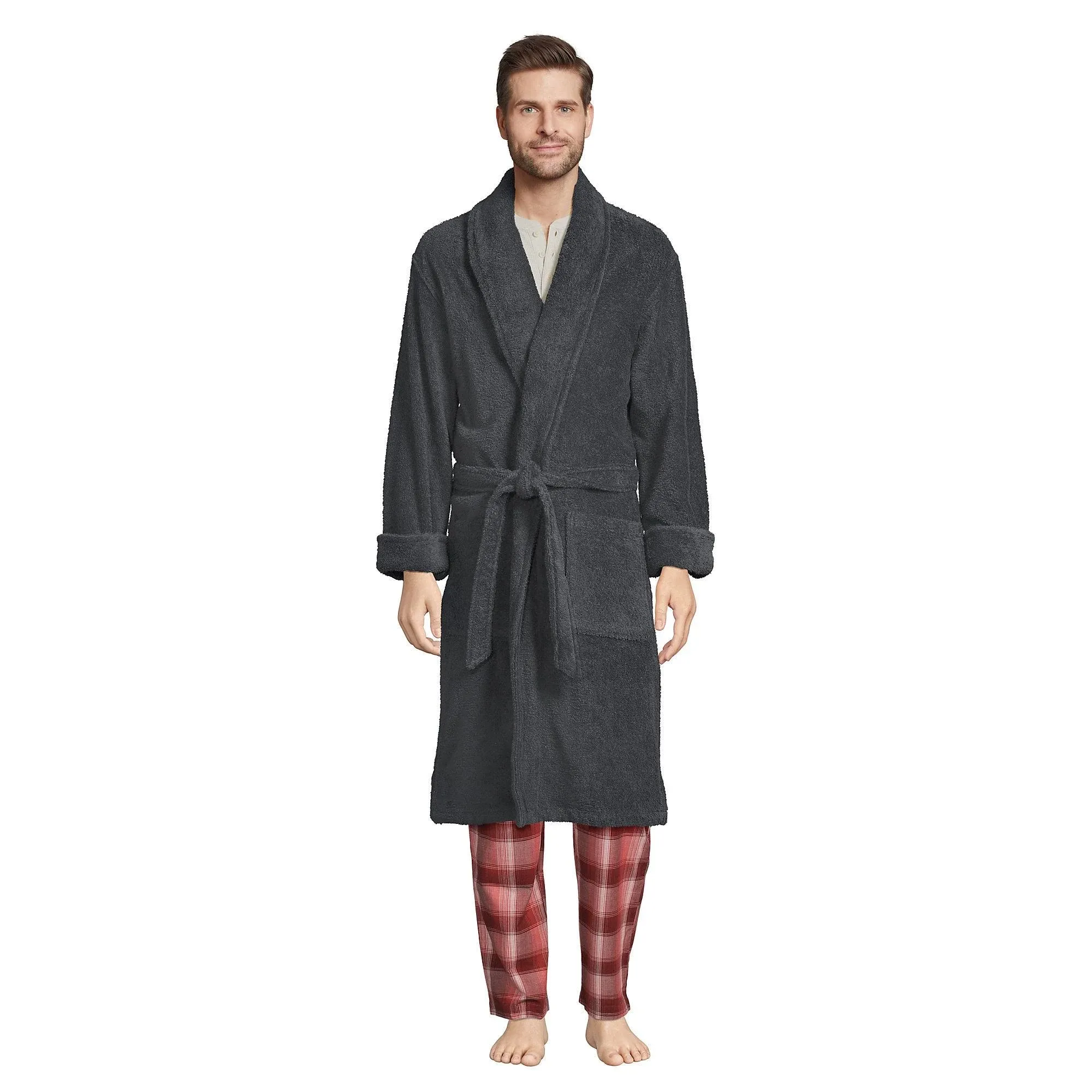 Lands' End Men's Calf Length Turkish Terry Robe