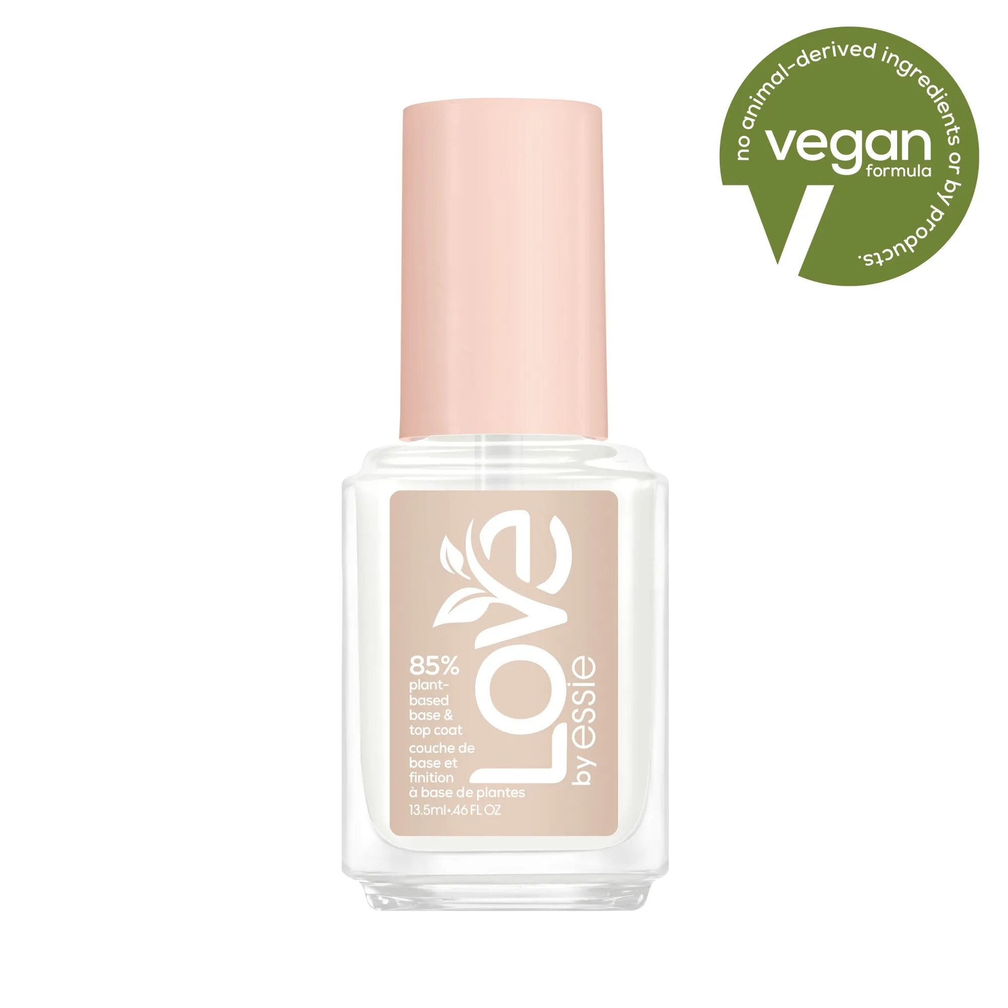 LOVE by essie Nail Care, 85% Plant-based, Salon-Quality, Base and Top Coat, 0.46 Fl Oz