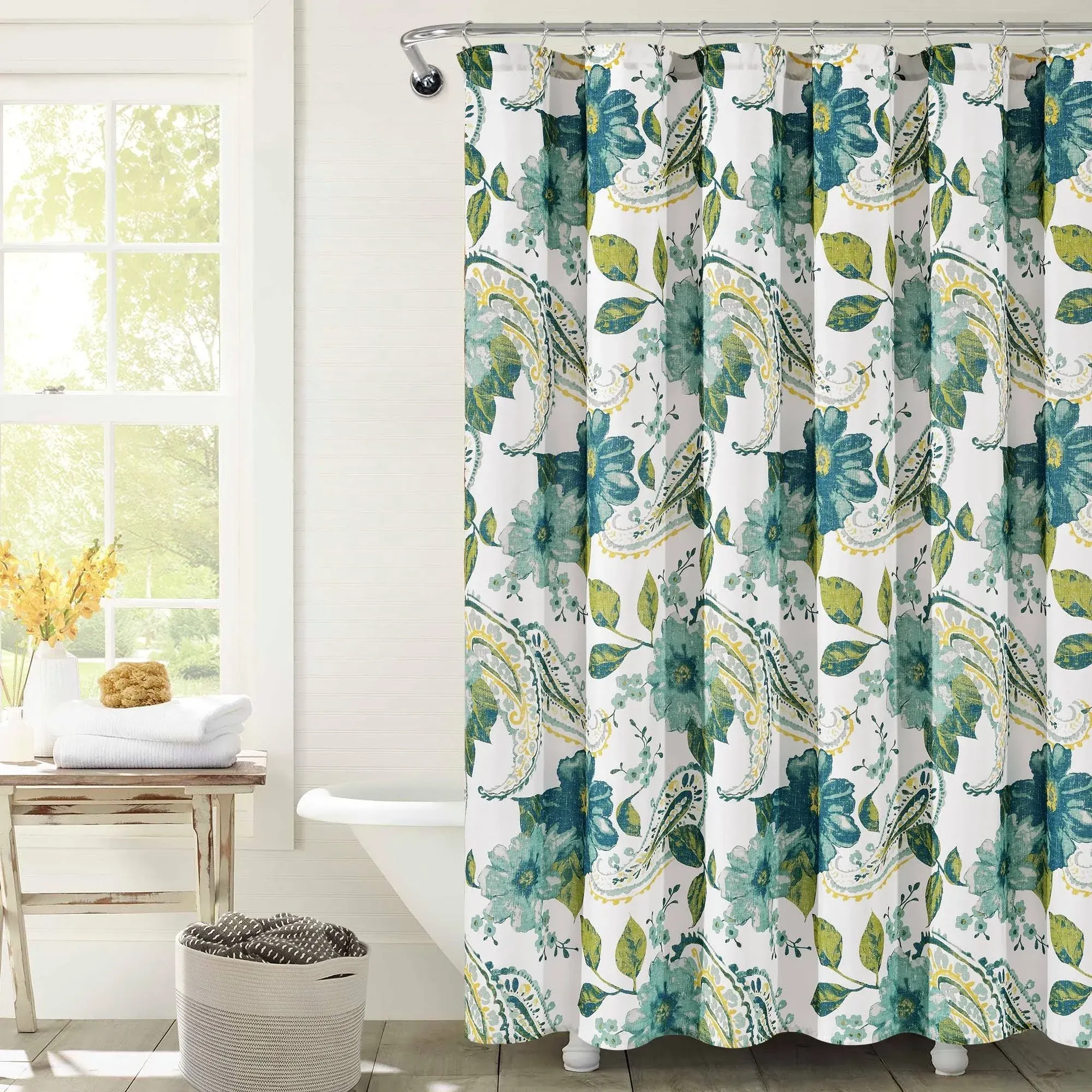 Lush Decor Floral Paisley Shower Curtain - Blue