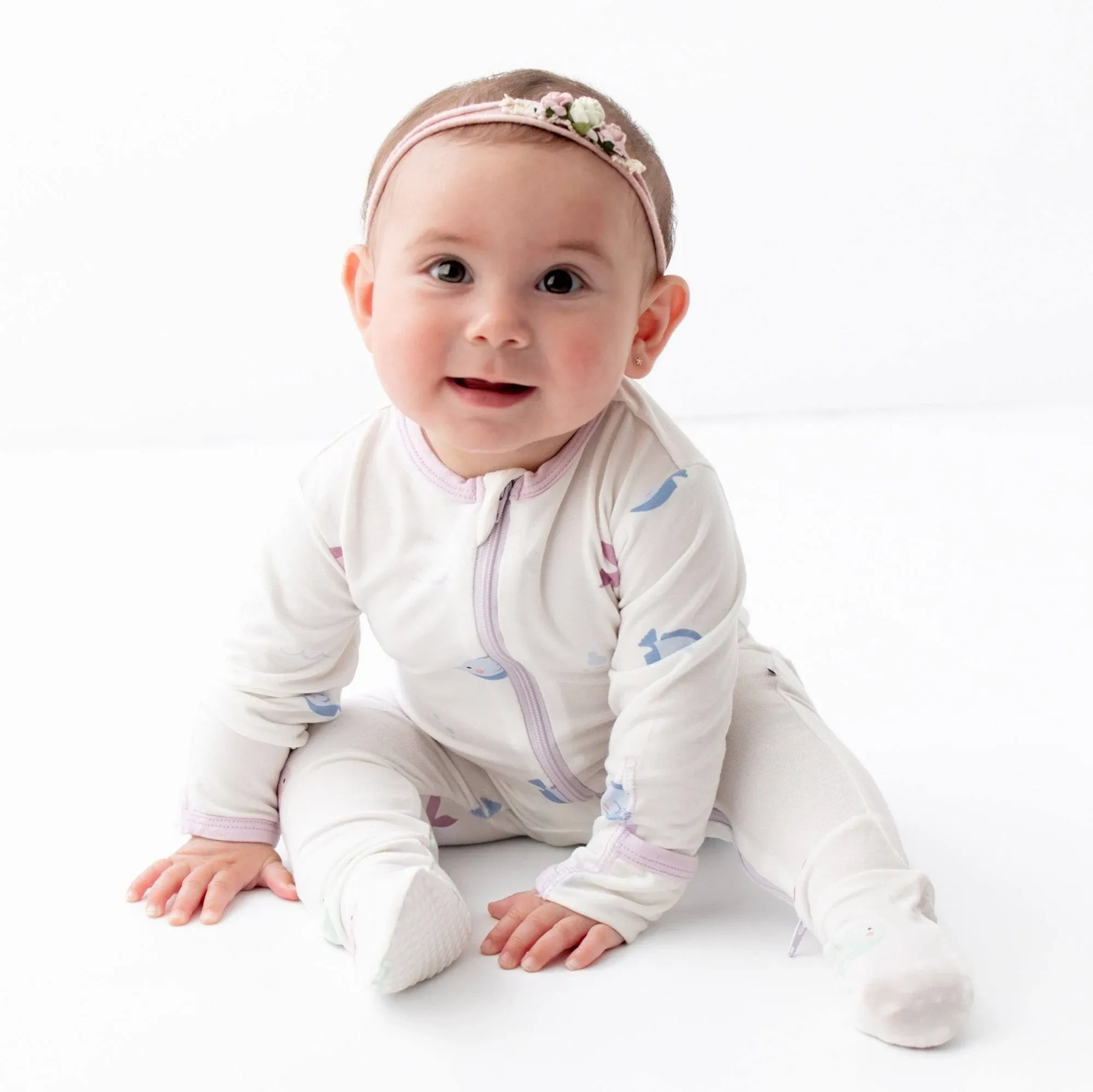 Bamboo Little Baby Zipper Footie Pajama, Unisex, Fish / 6-9M