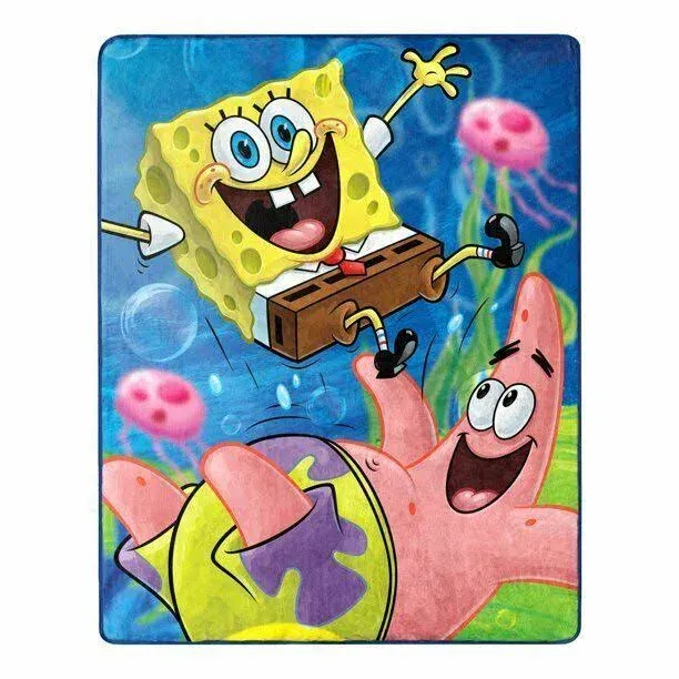 SPONGEBOB SQUAREPANTS SILKY SOFT THROW BLANKET, 40 X 50 Travel, home or anytime.