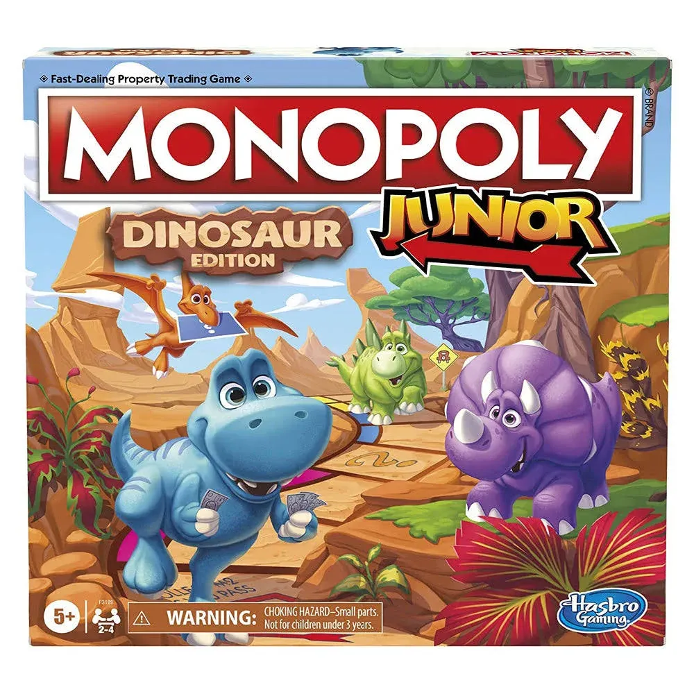 Monopoly Junior Dinosaur Edition Board Game, Kids Board Games, Fun Dinosaur Toys ...