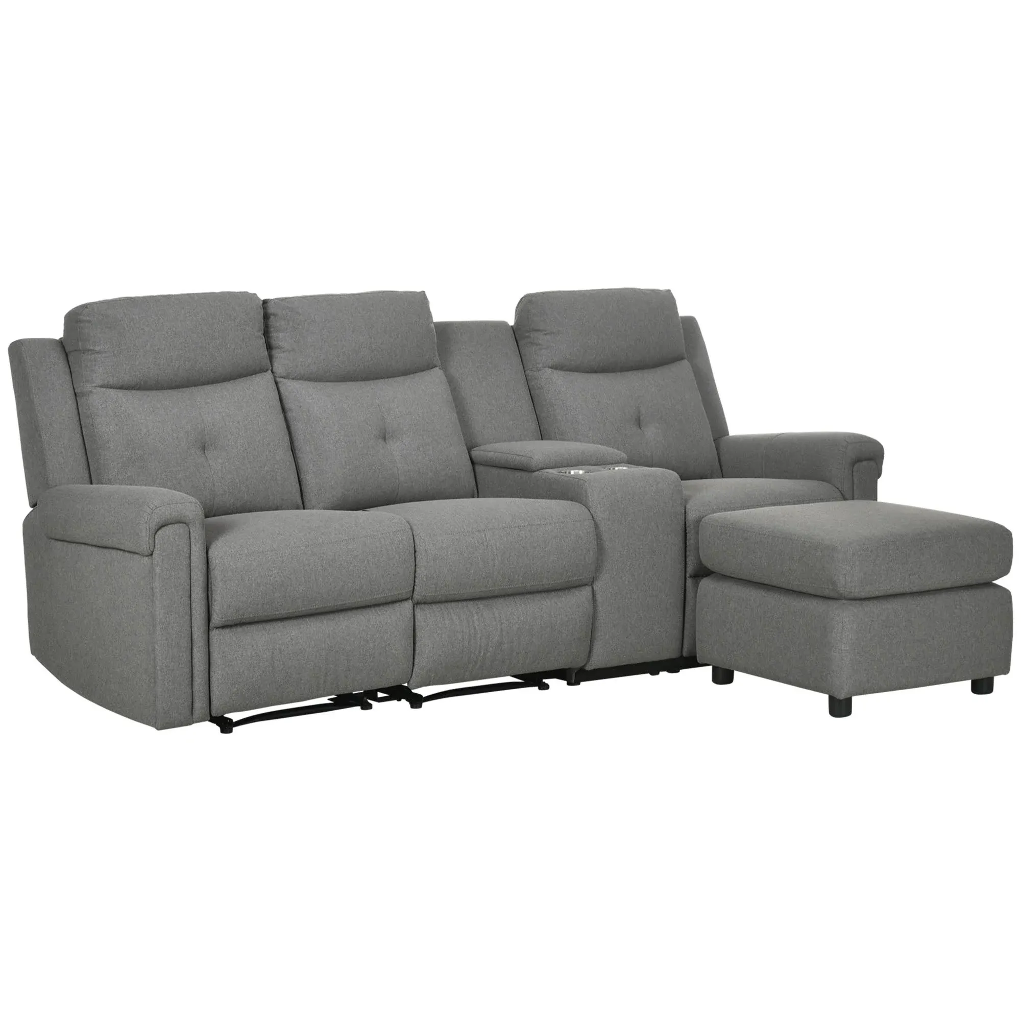 Homcom L-Shaped Sectional Sofa Set with Recliner, Storage, and USB Charging