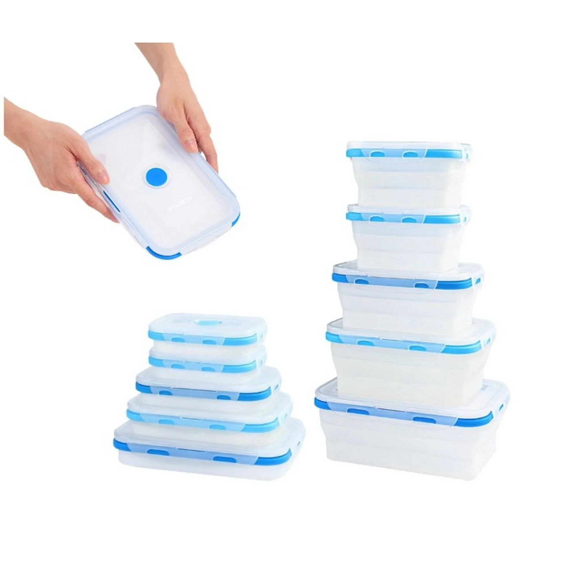 ECOBERI Collapsible Food Storage Containers Airtight Snap-Top Lids Microwave ...