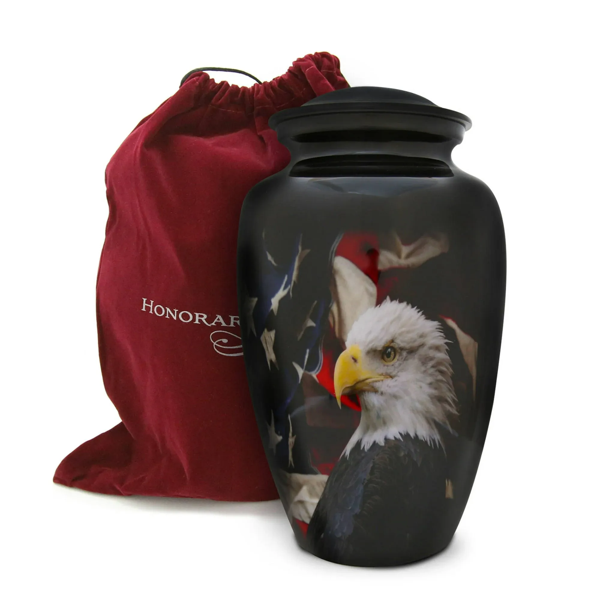 Honorary Memorials Patriotic Hearts Eagle Urn for Human Ashes - Bag Included