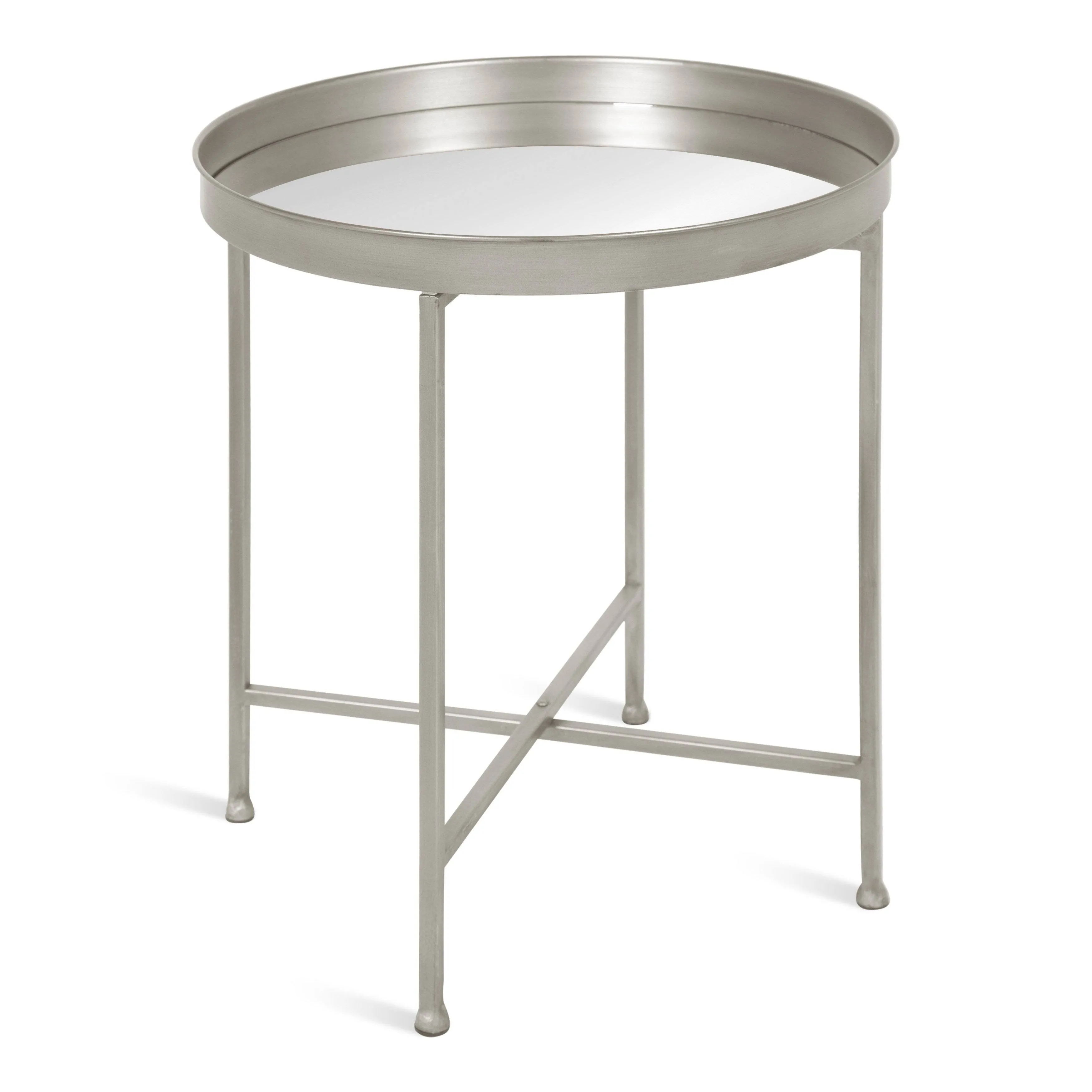 Kate and Laurel Celia 18.25 in. Silver Round Glass End Table 214612