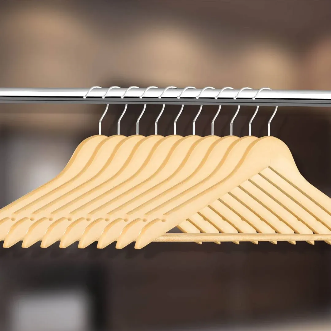 Serenelife Solid Wood Hangers - Mega Pack - 80 Clothes Hangers, Wood Color