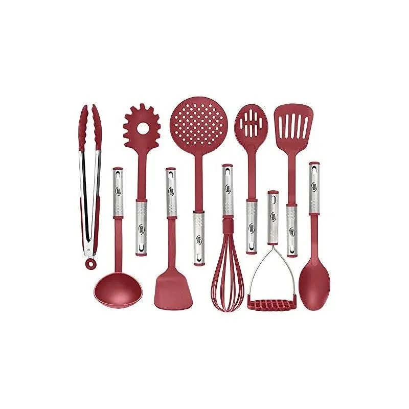 Kitchen Utensils Set, 10 Nylon Stainless Steel Cooking Utensils, Non Stick and