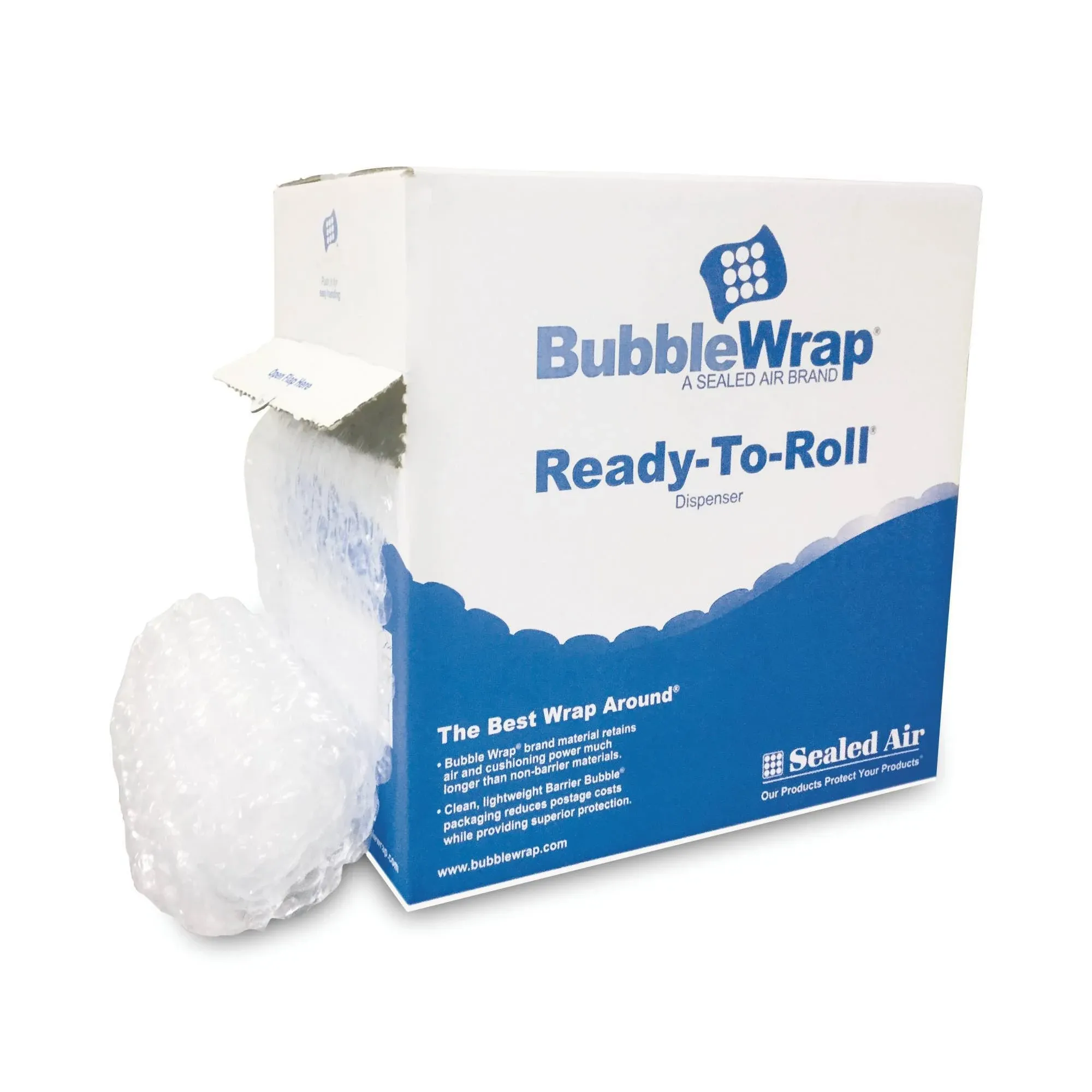 "Sealed Air Bubble Wrap, Cushion Bubble Roll, 1/2' Thick, 12' x 65ft SEL90065"