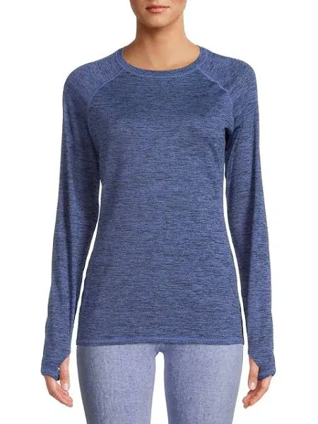 Climate Right Women's Plush Warmth Long Sleeve Crew - Size XS - Blue Denim