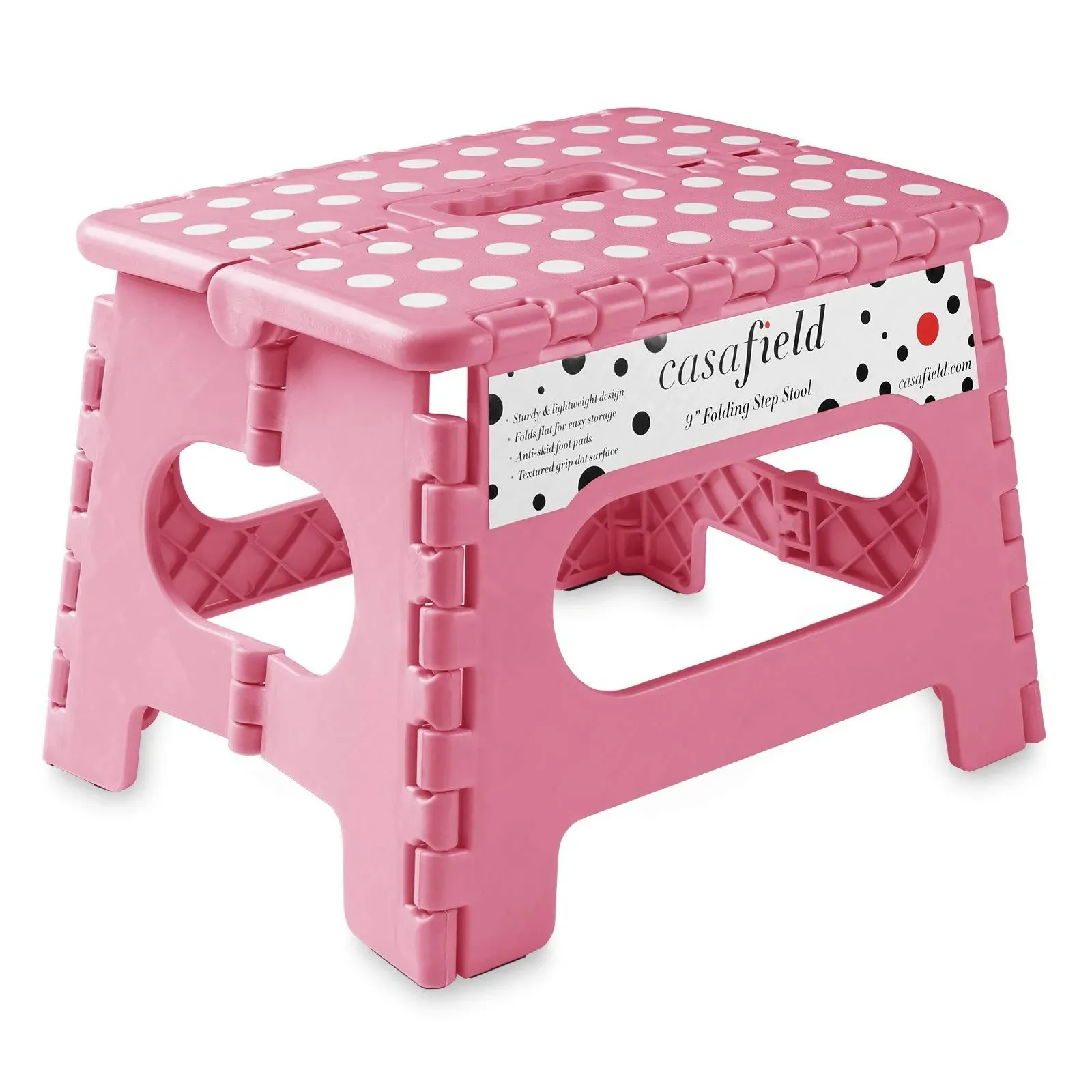 Casafield 9 inch Folding Step Stool with Handle Collapsible Foot Stool for Kids and Adults