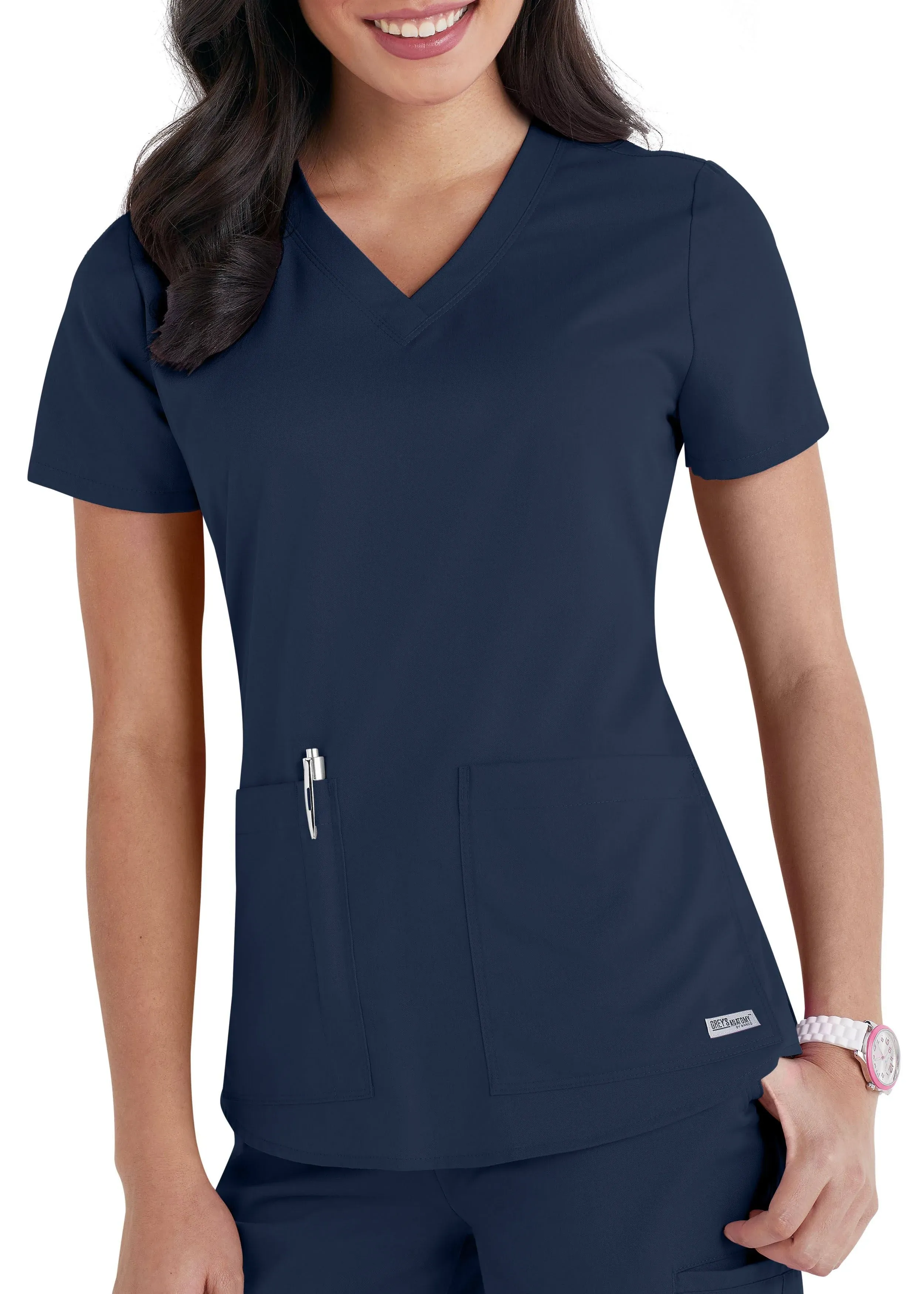 BARCO Grey's Anatomy Scrubs - Aubrey Scrub Top for Women, V-Neck, Shirring Back Super-Soft Women's Scrub Top