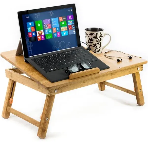 Aleratec Natural Bamboo Cooling Laptop Stand Bed Table Tray