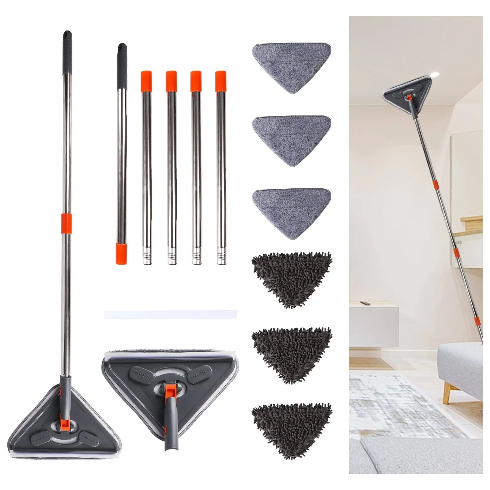 82 lnch Wall Mop with Long Handle, Ceiling Cleaner Tool, Duster for Triangle Mop ...