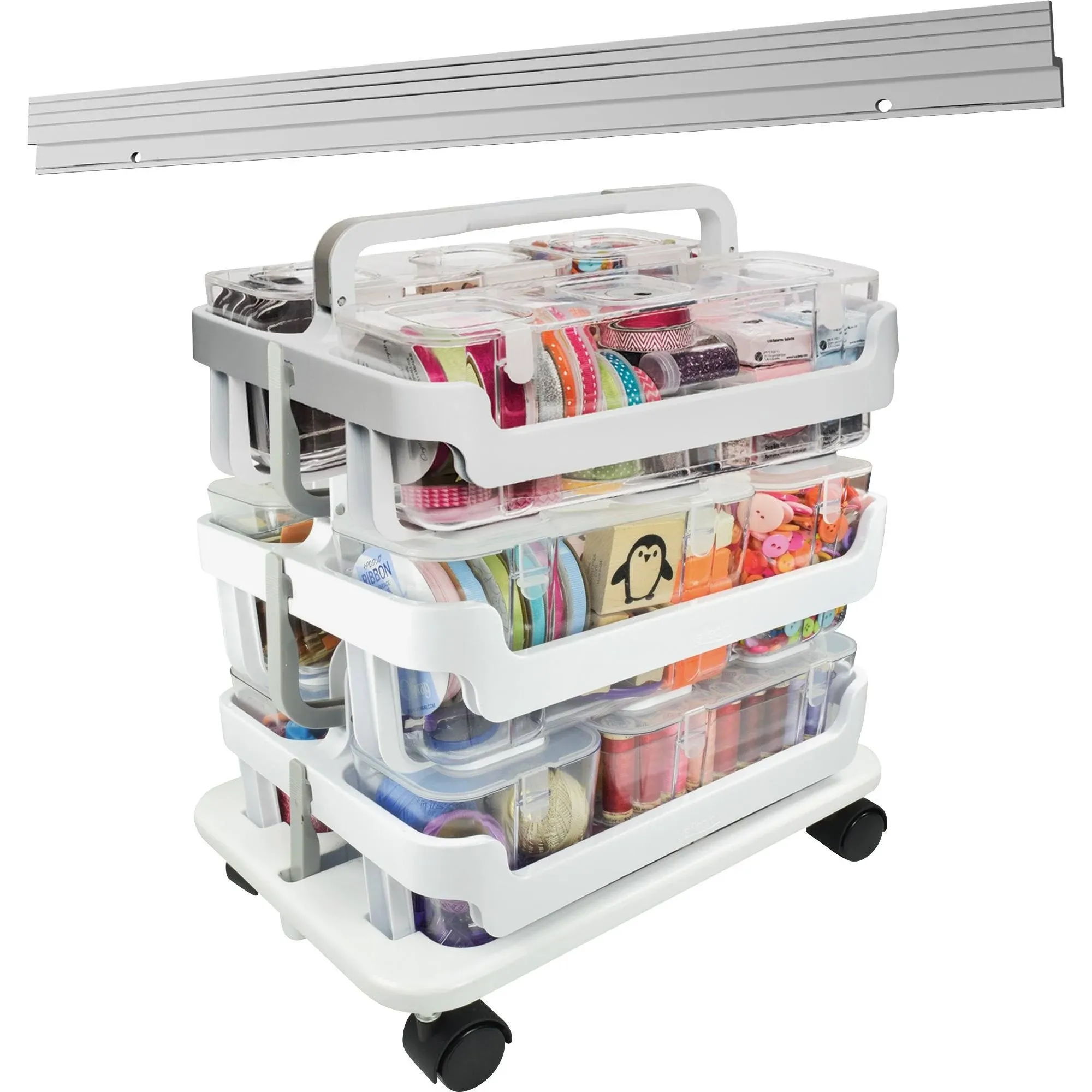 Deflecto, Stackable Caddy Organizer Caddy Bundle, 1 Set, White