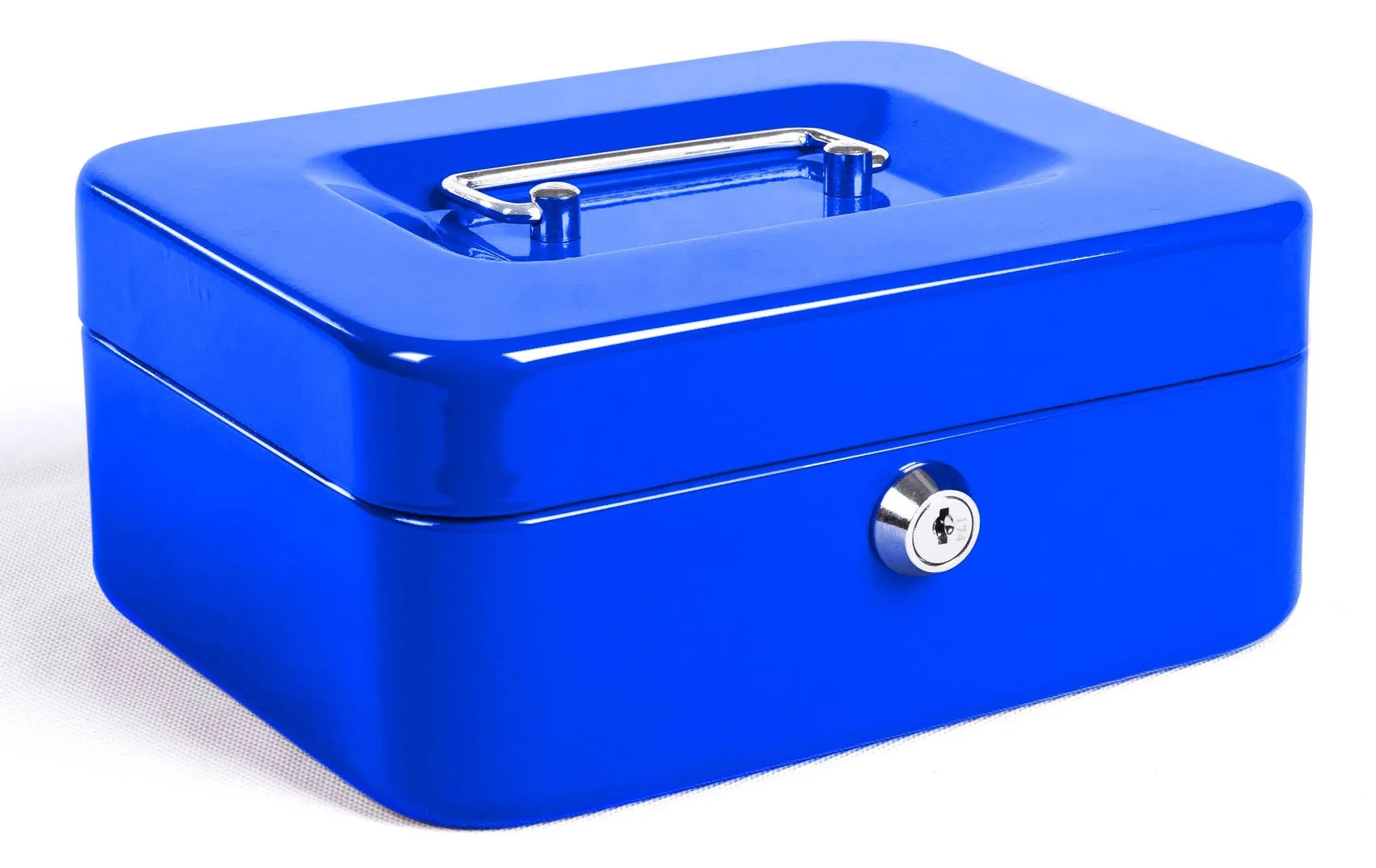 Jssmst Locking Medium Steel Cash Box with Money Tray,Lock Box,Blue