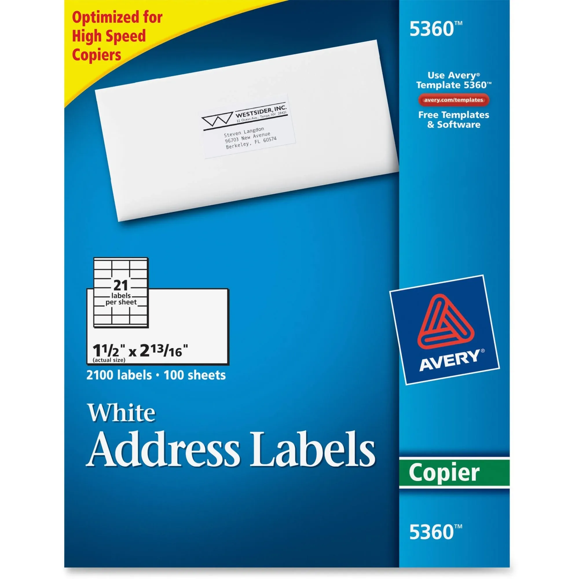 Address Labels for Copiers, 1", PK2100