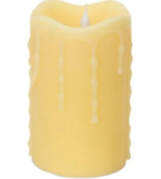 Melrose Set of 2 LED Lighted Dripping Flameless Pillar Candles with Timers