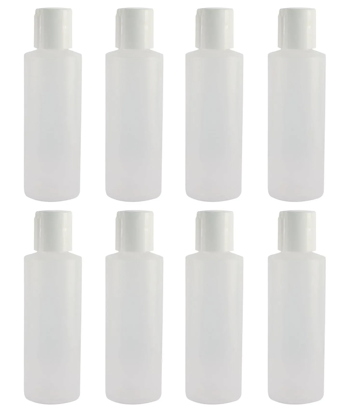 Pinnacle Mercantile Easy Squeeze Plastic Bottles with Disc Flip Cap/Lid 4 oz Set of 8 Empty