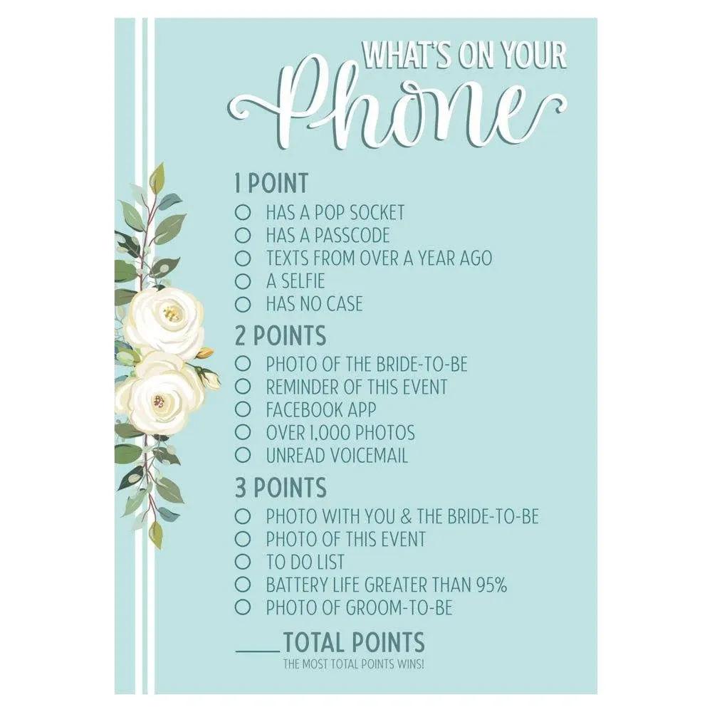 What&#8217;s on Your Phone Bridal Shower Game - 12 Pc.