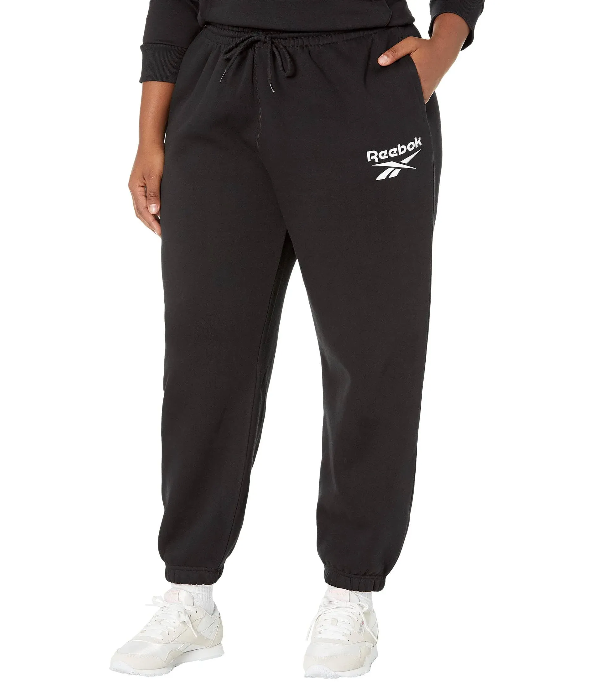 MSRP $50 Reebok Womens Plus Size Fleece Joggers Black Size 3X