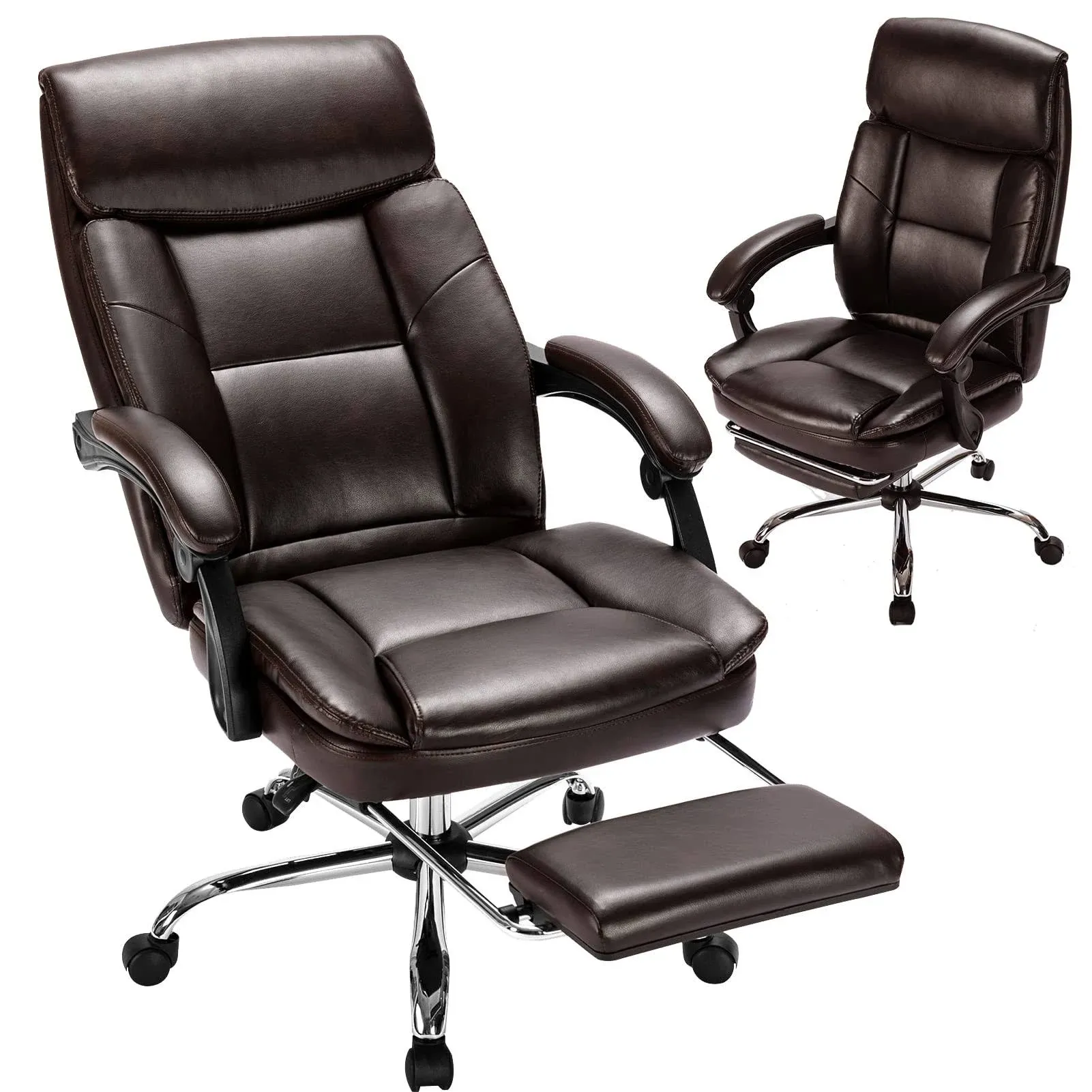 Zunmos Executive Office Ergonomic Big and Tall Leather Swivel Rolling Managerial ...