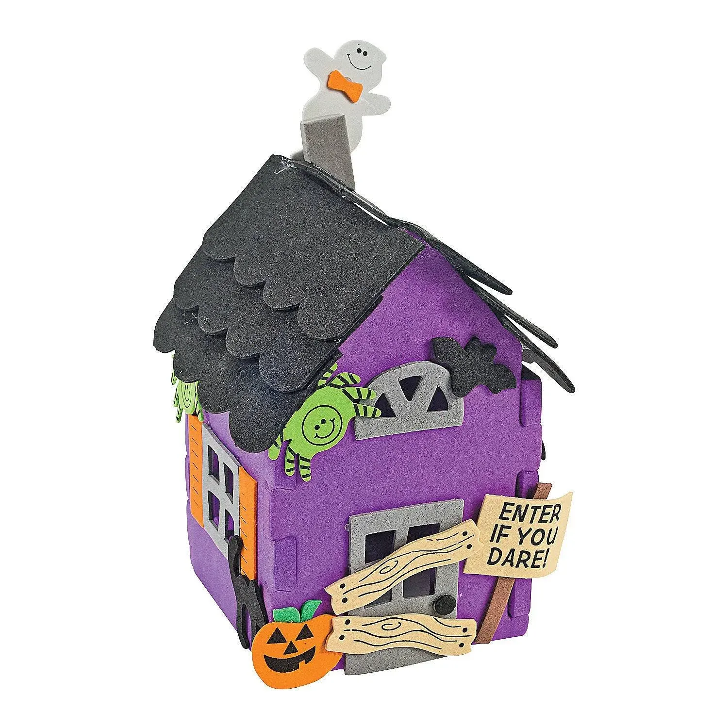 Fun Express Kids Haunted House Kit - Makes 12 Foam Houses - Halloween Crafts and Activities for Kids