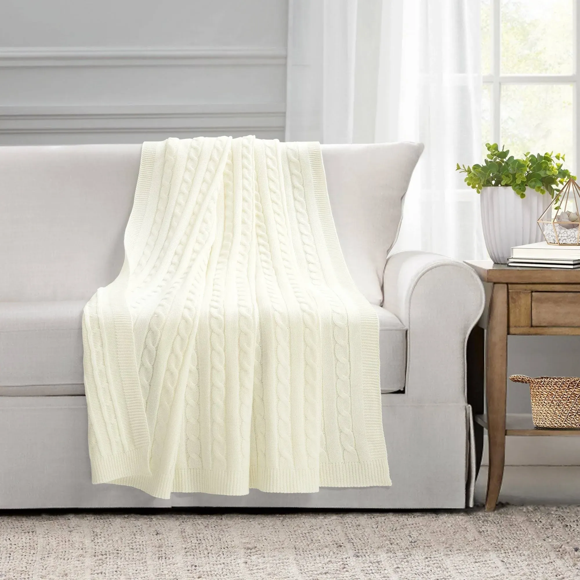 Lush Decor Cable Soft Knitted All-Season Throw