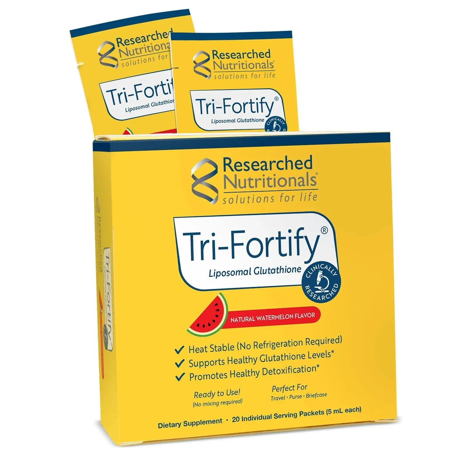 Researched Nutritionals Tri-Fortify Liposomal Glutathione Watermelon, 20 Packets