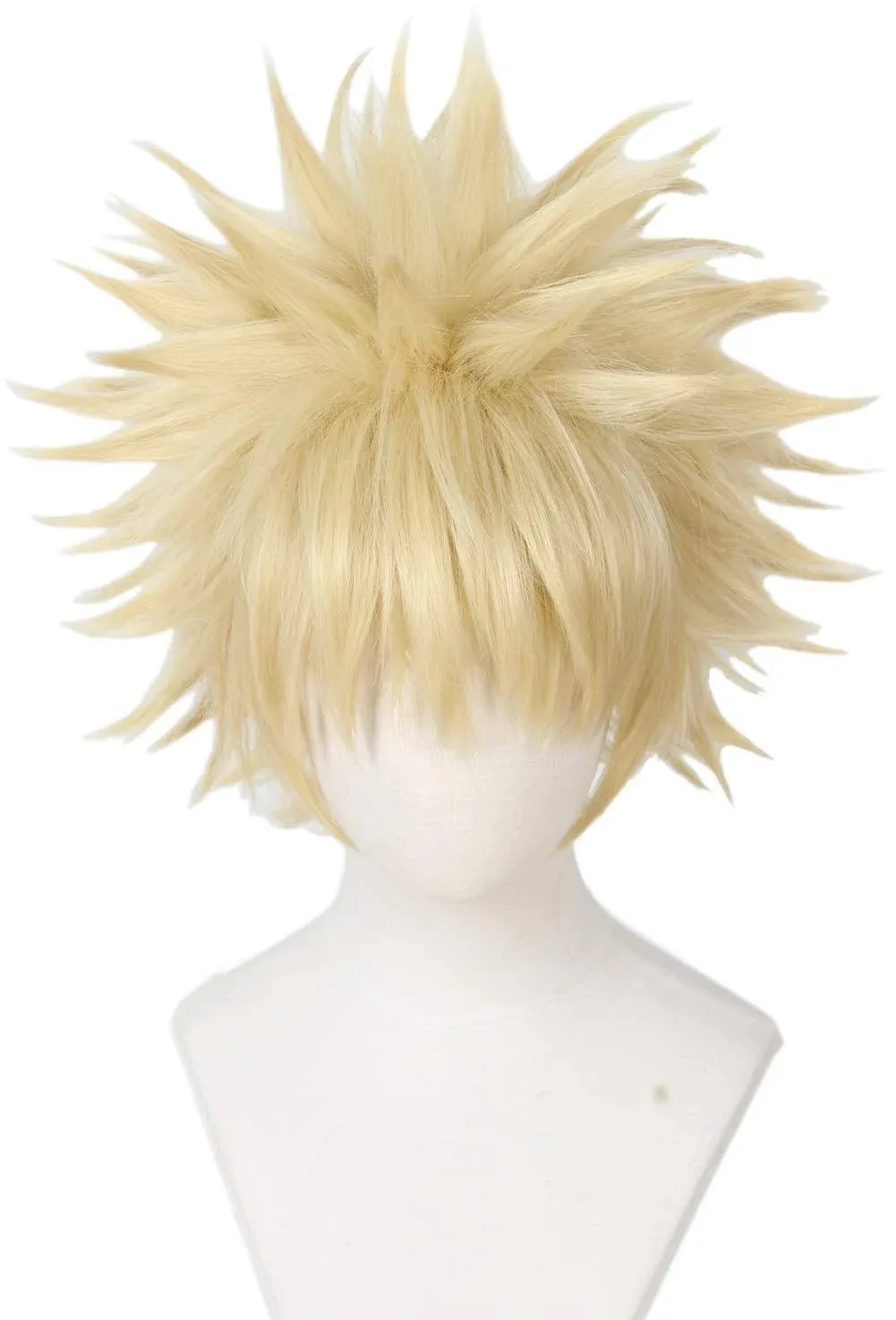 Linfairy Anime Cosplay Wig Short Blonde Hair Halloween Costume Full Wig