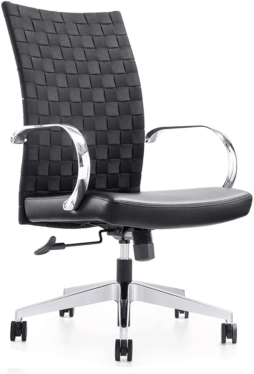 GM Seating Weeve Office Chair - High Back Adjustable Swivel Desk Chair for Home or Office - Leather Executive Office Chair with Aluminum Arms &.