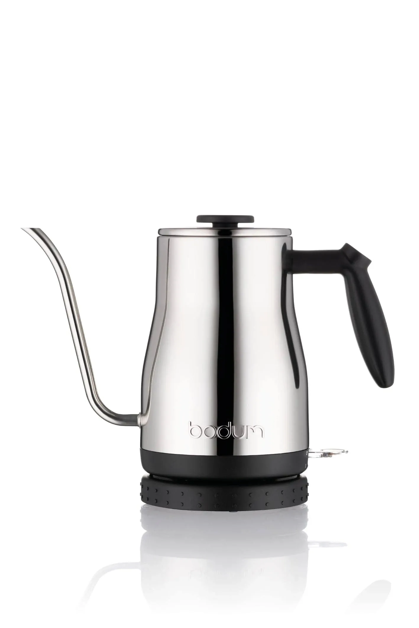 Convenient Electric Gooseneck Water Kettle - 34 Ounce - Chrome - Stainless Steel