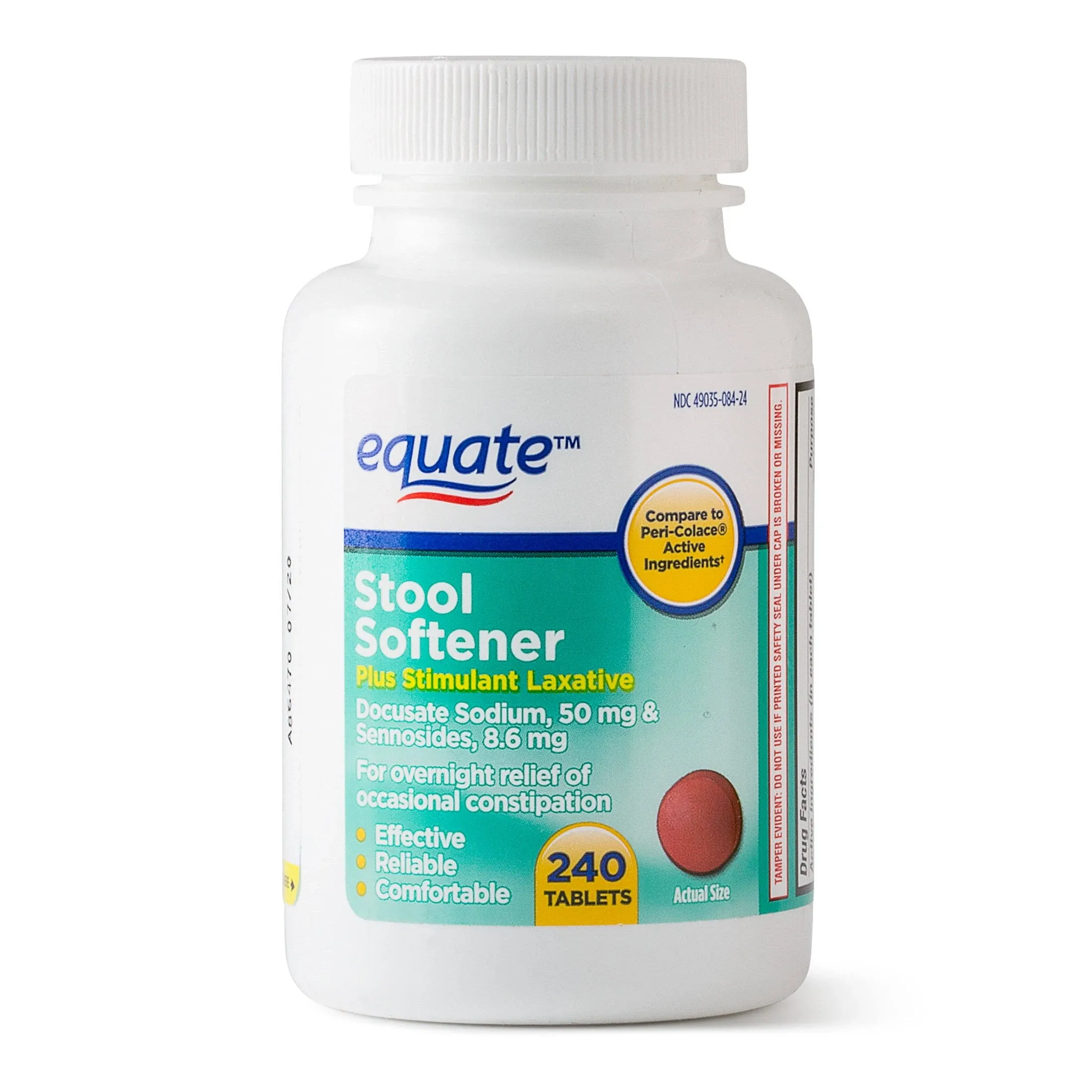 Equate Stool Softener Plus Stimulant Laxative Tablets for Constipation, 120 Count