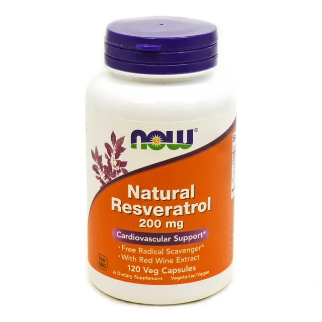 NOW Suplementos, Resveratrol natural 200 mg con extracto de vino tinto, 120 cápsulas vegetales