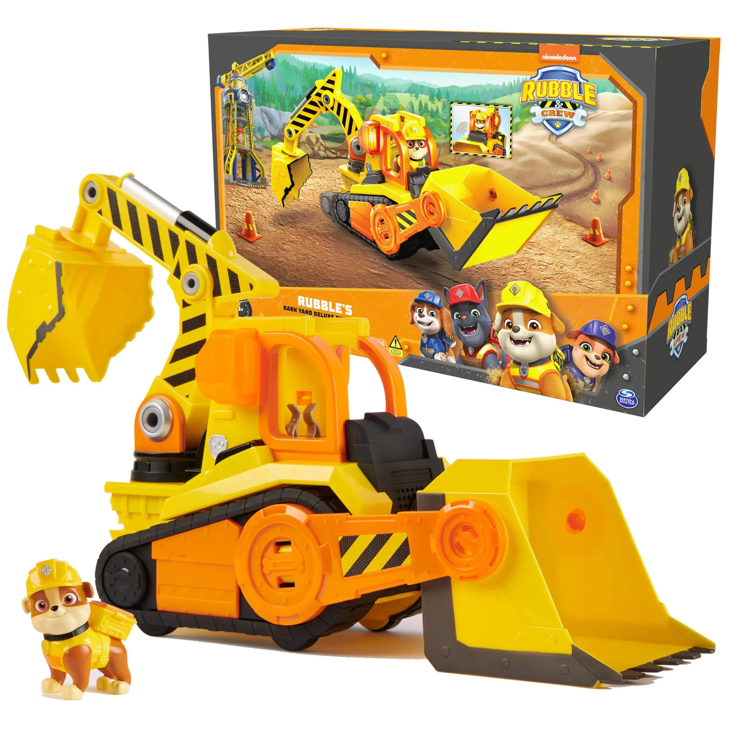 Rubble & Crew, Bark Yard Deluxe Bulldozer Construction Truck Toy with Lights, Sounds & Rubble Action Figure, Kids Toys for Boys & Girls Ages 3+